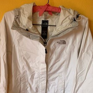 White north face rain jacket, white